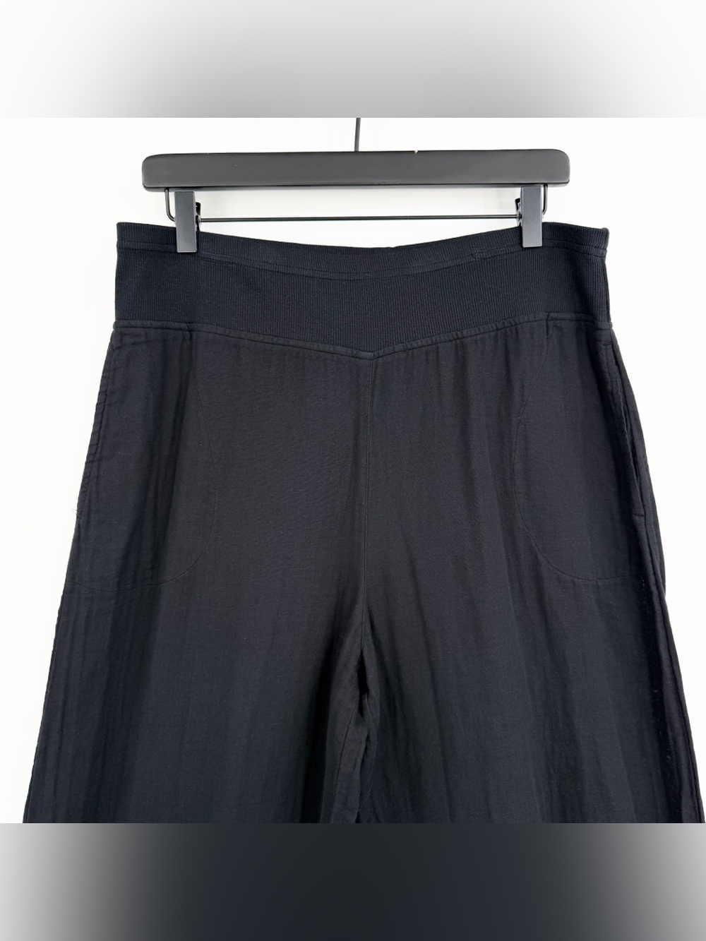 VTG KLEEN Cotton Gauze Cropped Pants Black L - Picture 2 of 9